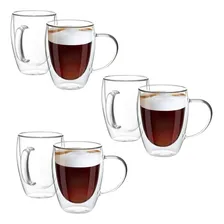 Caneca Vidro Duplo Borossilicato 350ml Kit 6x Unidades Foto mini 1