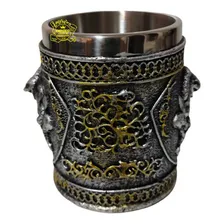Caneca Viking 3d Inox Medieval Cerveja Caveira Chopp 400ml Foto mini 2