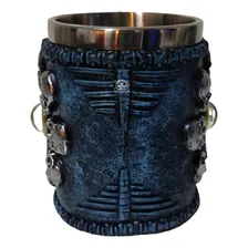 Caneca Viking Medieval Caveiras Resinada Inox Skull 400ml Foto mini  2