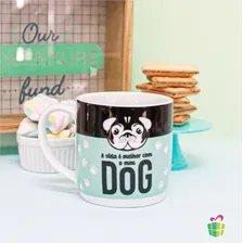 Caneca Xicara Decorada A Vida É Melhor Com Meu Dog Cor Verde Foto mini  2
