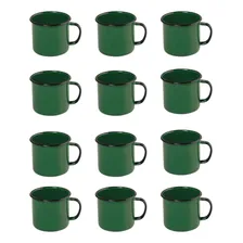 Caneca Xicara Esmaltada Antiga Verde Retro 80ml Da Roça- 12 Unidades Foto  mini 1