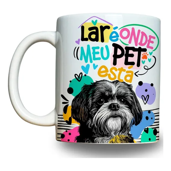 Caneca Xícara Pet Cachorro Gato Raça Dog Cat Personalizada Cor Branco Caneca Pet Cachorro Foto 1