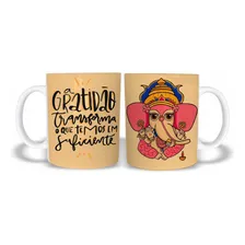 Caneca Yoga Meditação Gratidão Ganesha 325ml Polímero Foto mini 1