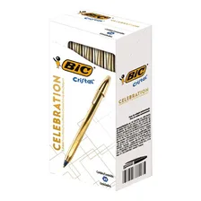 Caneta Bic Celebration Dourada Gold 50 Unidades Foto  mini 1