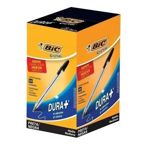 Caneta Bic Cristal Preta Escrita Média Caixa C/50 Unidades Foto 1