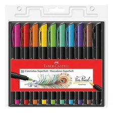 Caneta Brush Pen Ponta Pincel Faber Castell 10 Cores Foto mini 1