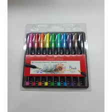 Caneta Brush Pen Ponta Pincel Faber Castell 10 Cores Foto mini 4