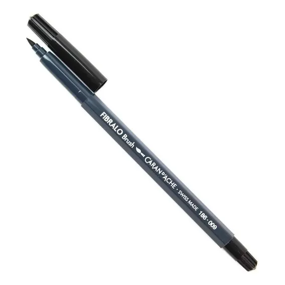 Caneta Caran D´ache Aquarelável Fibralo Brush Preto 009 Foto 1