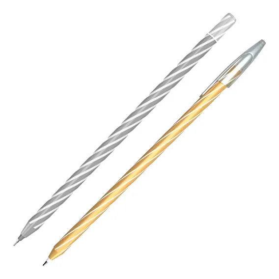 Caneta Cis Spiro Gem Prata E Dourada Tinta Azul Ponta Fina Foto 1