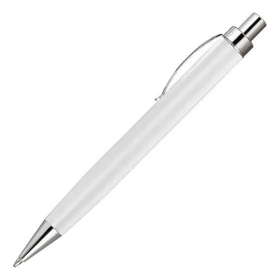 Caneta Crown Dell Yw10027b Branco Esferográfica - Refinado Tinta Azul Exterior Prateado Foto 1