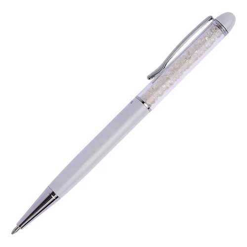 Caneta Crown Esferográfica Feminina Cristal Branca Di10044b Cor da tinta Azul Cor do exterior Branco Foto 1