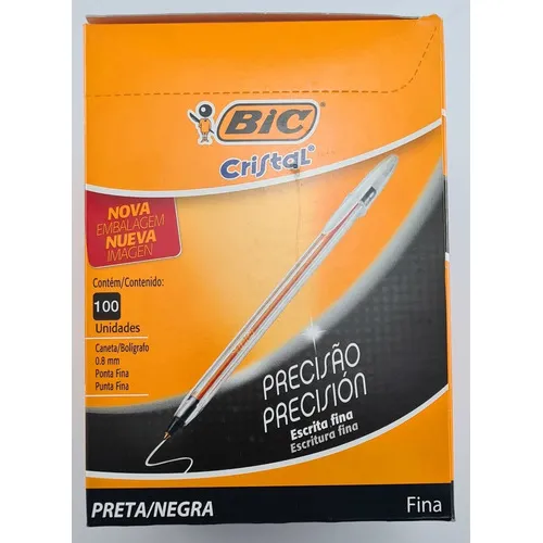 Caneta Esferográfica Bic Cristal Ponta Fina Kit Caixa 100un Foto 1
