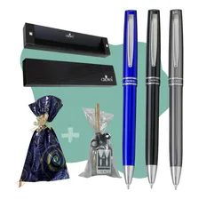 Caneta Esferográfica Executiva Crown Luxo Pra Presente Super Tinta Azul Exterior Azul Foto mini 4
