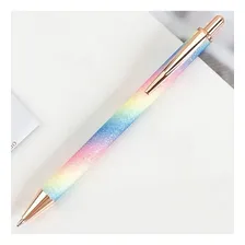 Caneta Esferográfica Metal Gliter Luxo Retrátil Exterior Rainbow Foto mini 2