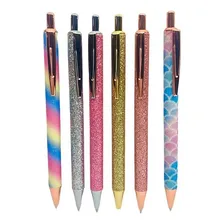 Caneta Esferográfica Metal Gliter Luxo Retrátil Exterior Rainbow Foto mini 1