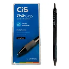 Caneta Esferográfica Retrátil 1.0mm Cis Trik Grip C/12und Tinta Preta Exterior Corpo Da Caneta Da Cor Da Tinta Foto mini 1