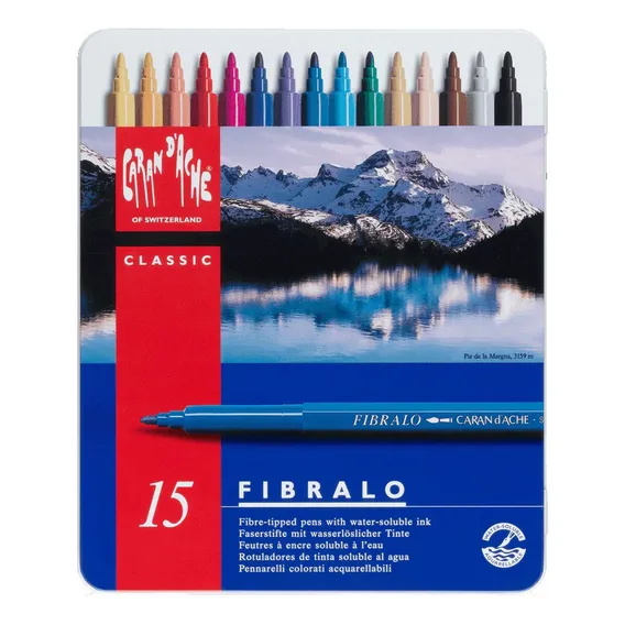 Caneta Fibralo 15 Cores Caran Dache Cor da tinta Colorido Cor do exterior Azul Foto 1