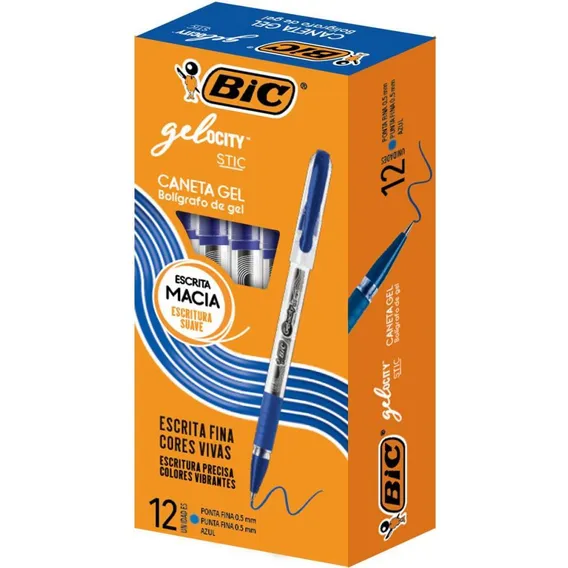 Caneta Gel Bic Gelocity Azul Caixa Com 12 Foto 1