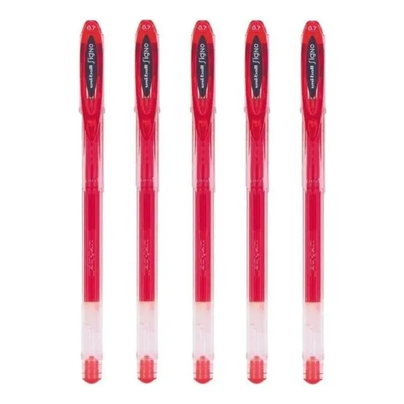 Caneta Gel Uniball 0.7mm Signo Neo Kit 5 Un. A Cor Tinta 5 Vermelha Foto 1