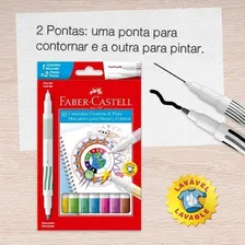 Caneta Hidrográfica 10 Cores Ponta Dupla Faber Castell Foto mini 3