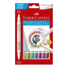 Caneta Hidrográfica 10 Cores Ponta Dupla Faber Castell Foto mini 1