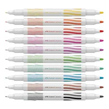 Caneta Hidrográfica 10 Cores Ponta Dupla Faber Castell Foto mini 2