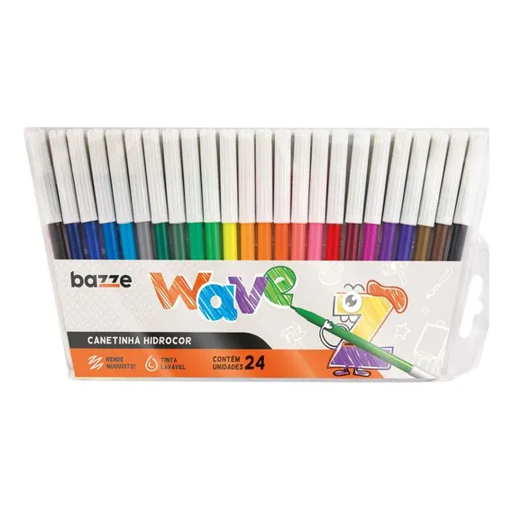 Caneta Hidrografica Bazze Wave 24 Cores Foto 1