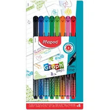 Caneta Hidrográfica Maped Graph Peps Premium 8 Cores Foto mini 1