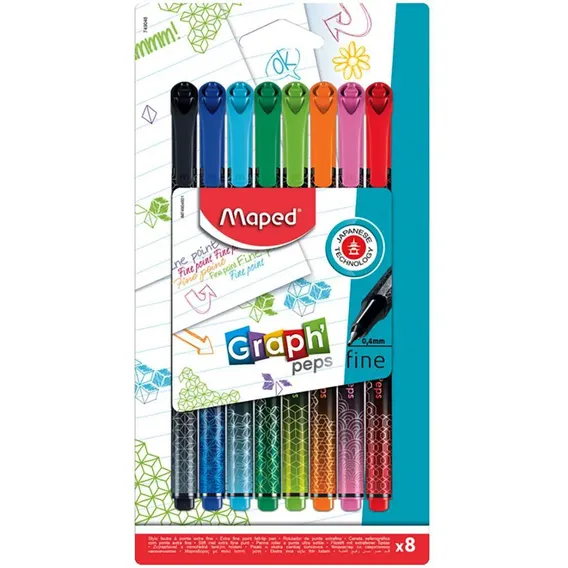 Caneta Hidrográfica Maped Graph Peps Premium 8 Cores Foto 1