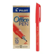 Caneta Hidrográfica Pilot Office Pen 1mm Vermellha Com 12un Foto  mini 1