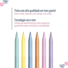 Caneta Hidrografica Tons Pastel Vai E Vem 6 Cores Faber-cast Foto mini 4