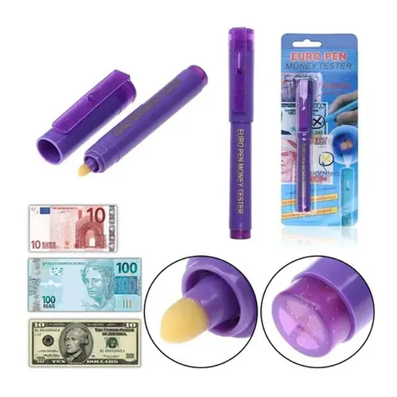 Caneta Identificadora De Nota Falsa money Test Cor Roxa SPM Foto 1