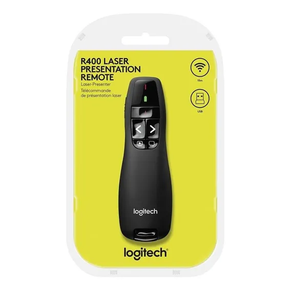 Caneta Logitech R400 Apresentador Multimídia Lazer Sem Fio Negro Foto 1