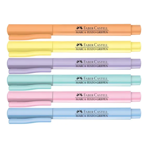 Caneta Marca Texto Grifpen Tons Pastel 6 Cores Faber Castell Foto 1