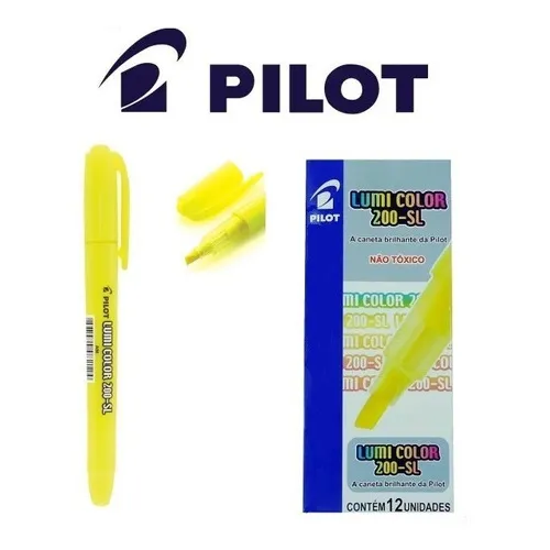 Caneta Marca Texto Pilot Lumi Color 12 Un Cor Amarelo Foto 1