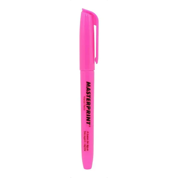 Caneta Marca Texto Rosa Ponta Chanfrada Masterprint Mp612 Foto 1