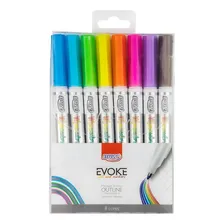 Caneta Marcador Evoke Outline 8 Cores Foto mini 3