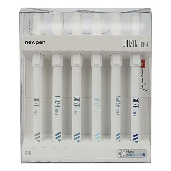 Caneta Newpen Fineliner 0.4 Ginza Pro C/ 6 Unids - Moon Foto 1