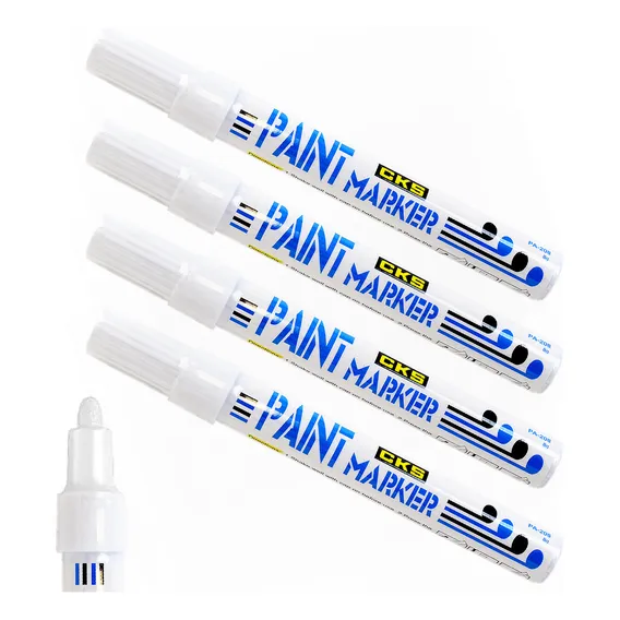 Caneta Paint Marker Marcador Industrial Permanente Branco C4 Foto 1