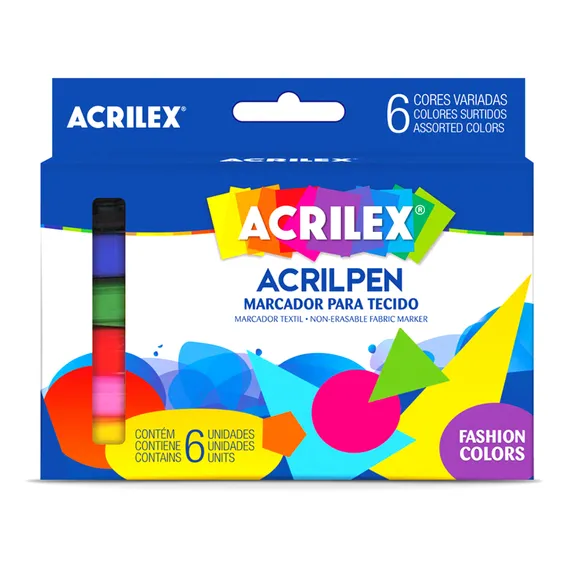 Caneta Para Tecido Artteen Acrilpen Com 6 Cores - Acrilex Foto 1