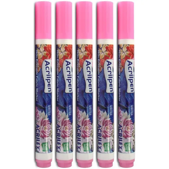 Caneta Para Tecido Rosa Acrilpen Foto 1