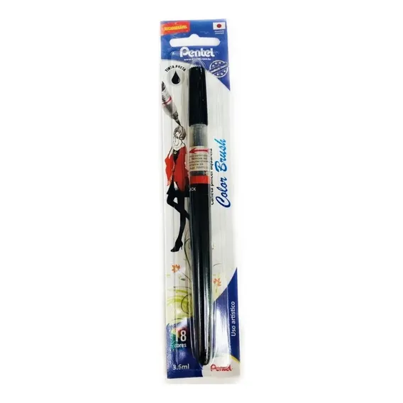 Caneta Pincel Aquarela Color Brush (gfl) Preta - Pentel Foto 1