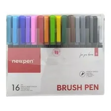 Caneta Pincel Brush Newpen - Kit Com 16 Unidades Com Blender Foto mini  2