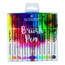 Caneta Pincel Ecoline Brush Pen Talens - 10 Cores Foto mini 1