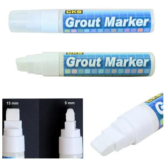 Caneta Pinta Rejunte Tinta Branca Cks 15mm Marcador Kit C/ 2 Cor da tinta Branco Cor do exterior Branco - Azul Foto 1