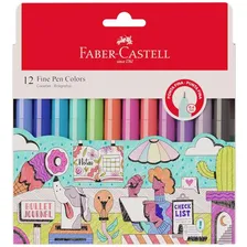 Caneta Ponta Fina, Faber-Castell, Fine Pen 0.4mm, 12 Cores Foto  mini 1