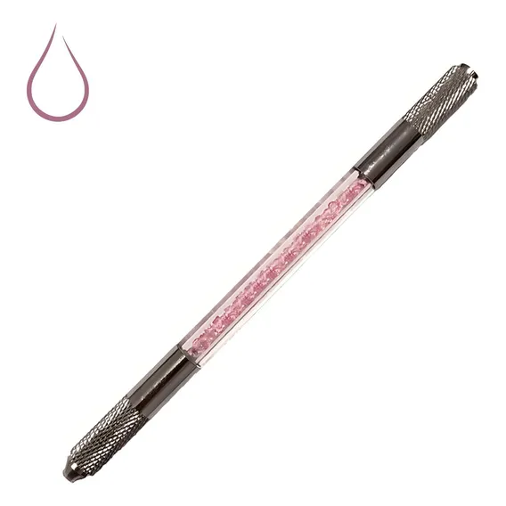 Caneta Tebori 2 Pontas P/ Laminas Circular Reta Microblading Cor Rosa Foto 1