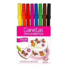 Caneta Tinta AlimentĂcia Ponta Fina 8 Uni Recarregável Mago Foto mini 1