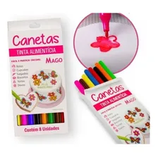 Caneta Tinta AlimentĂcia Ponta Fina 8 Uni Recarregável Mago Foto mini 2