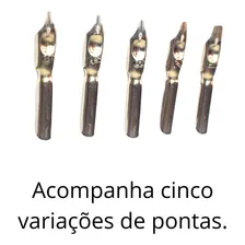 Caneta Tinteiro Com Pena Branca C/ Dourado Caligrafia Antiga Cor Branco Foto mini 4